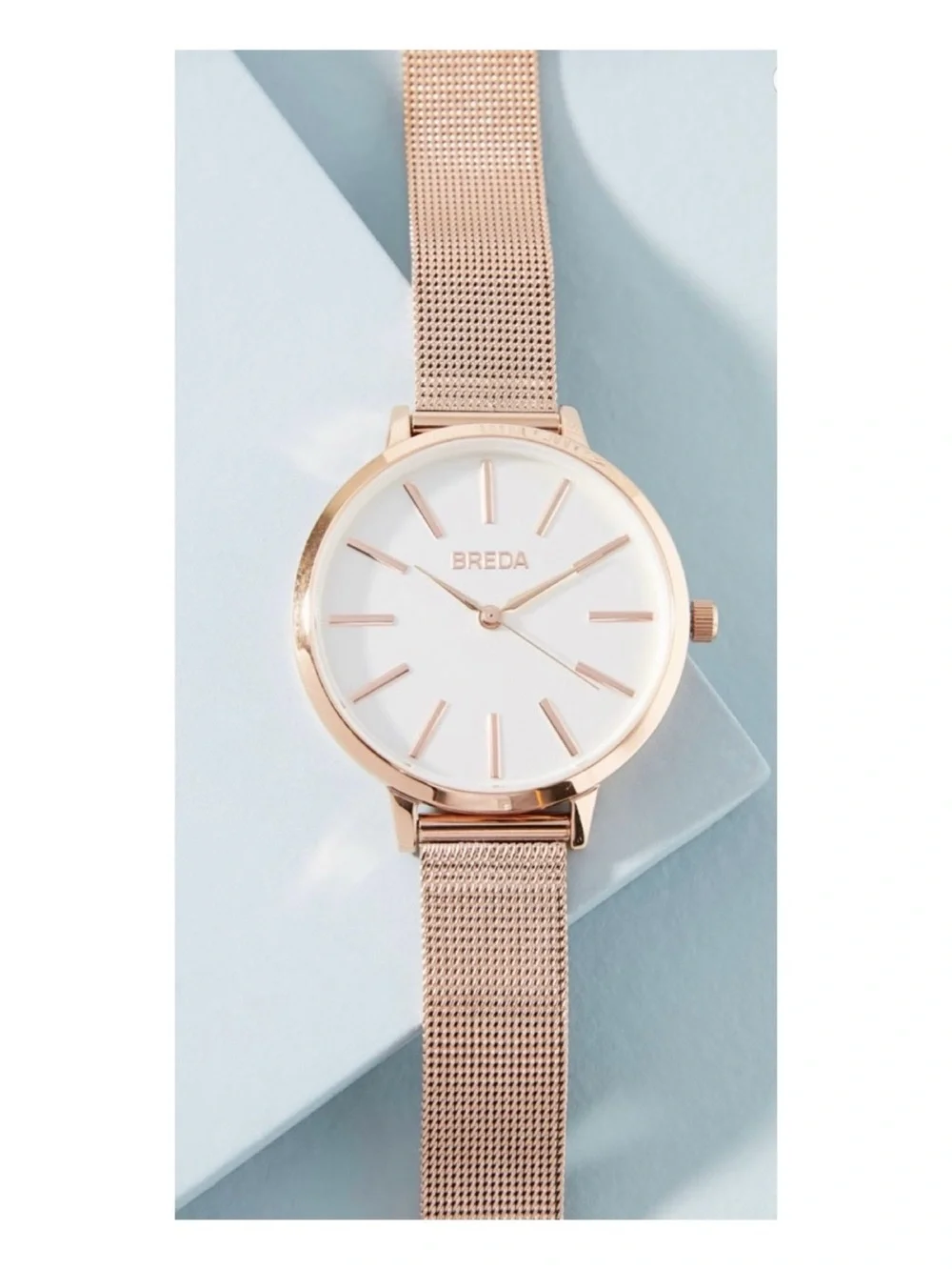 NWOT** Anthropologie BREDA Joule Mesh Watch in Rose Gold  **Needs Battery